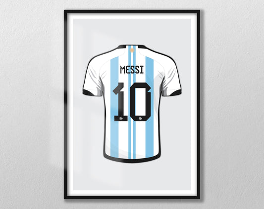 Messi 10 - Argentina 2022 World Cup Shirt Print - Football Icon Poster - Unframed