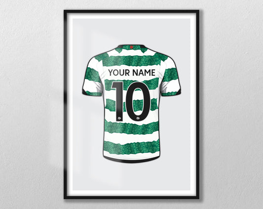 Celtic - Personalised Shirt Print - Custom Football Poster - Unframed