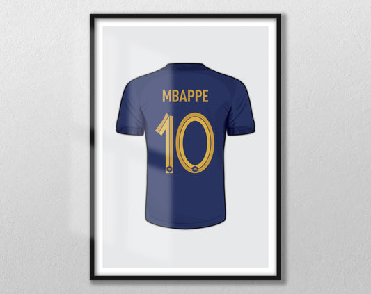 Mbappe 10 - France Shirt Print - Football Icon Poster - Unframed
