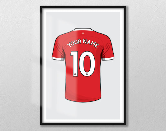 Liverpool - Personalised Shirt Print - Custom Football Poster - Unframed