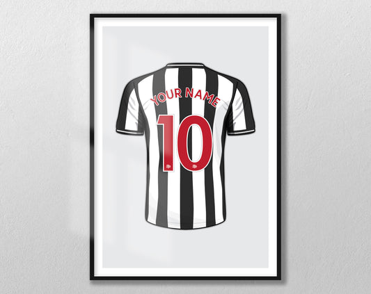 Newcastle - Personalised Shirt Print - Custom Football Poster - Unframed