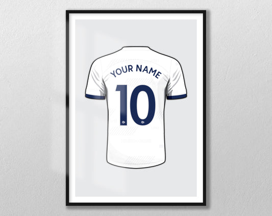 Tottenham - Football Shirt Print - Customised Football Poster - Unframed