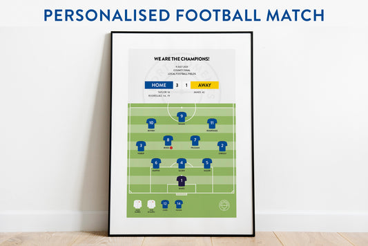 Personalised Custom Football Match Lineup Squad Formation Print A4 A3 A2 - Unframed