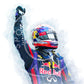 Sebastian Vettel World Champion F1 Formula 1 One Red Bull Racing Driver Watercolour Wall Art Print Poster Gift A5 A4 A3 - Unframed