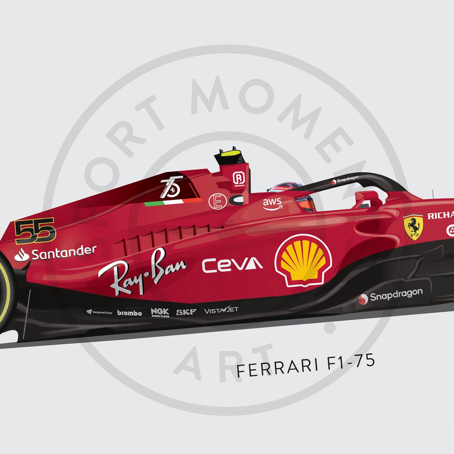 Carlos Sainz - F1 Formula 1 Print 2022 Ferrari - Unframed