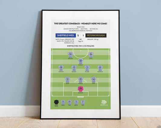 Sheffield Wednesday Peterborough United League One 2022 2023 Play Off Match Semi Final Winners Football Print A4 A3 - Unframed