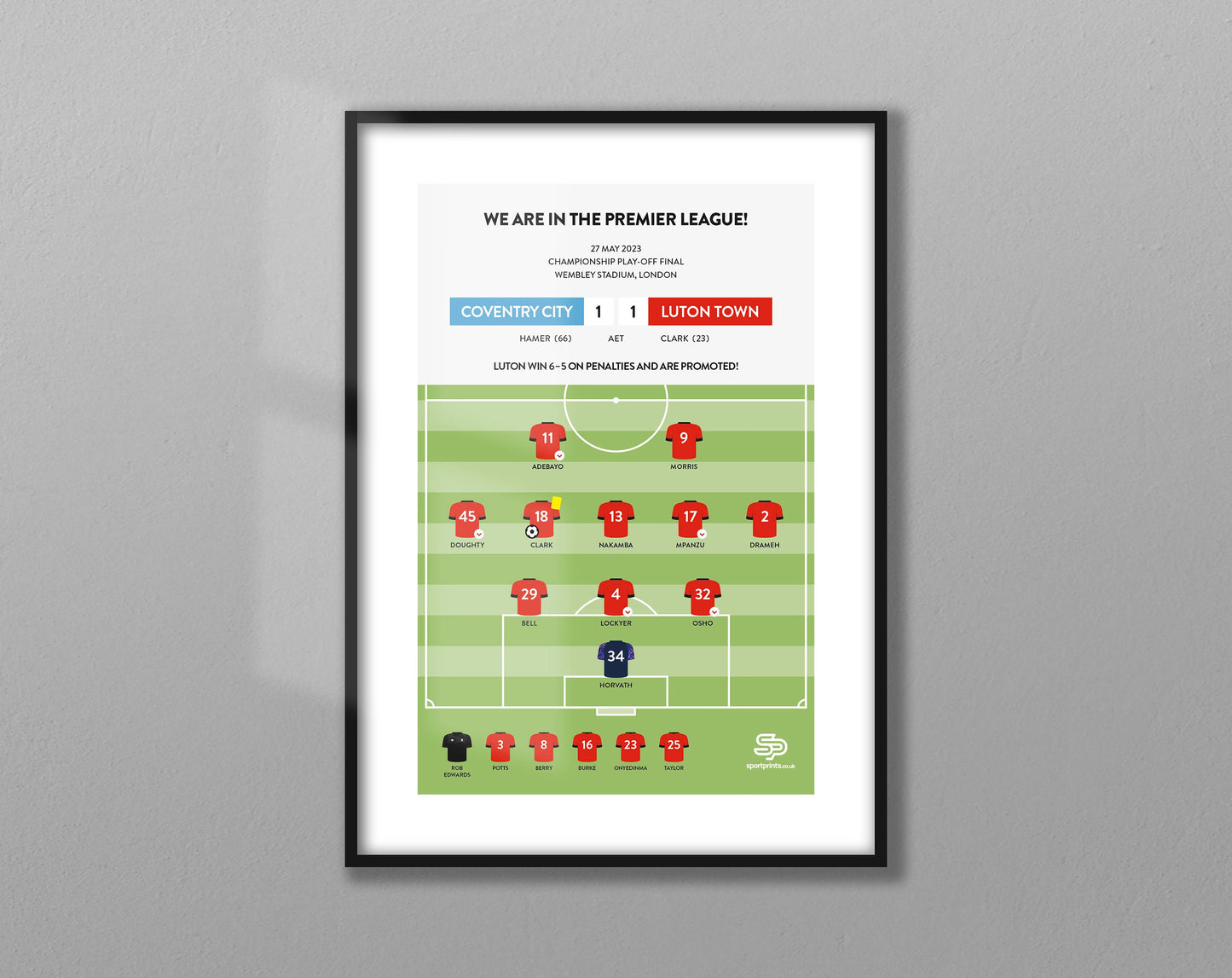 Luton Town v Coventry Play Off Final 2022/23 - Football Match Print - Unframed