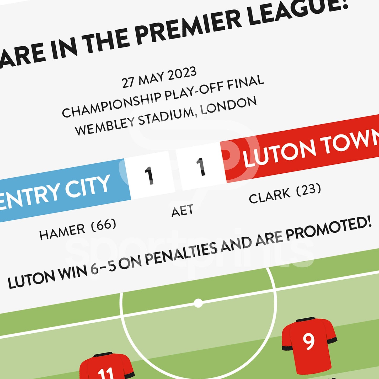 Luton Town v Coventry Play Off Final 2022/23 - Football Match Print - Unframed